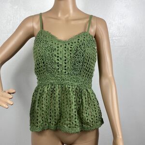 Japna Green Lace Eyelet Top